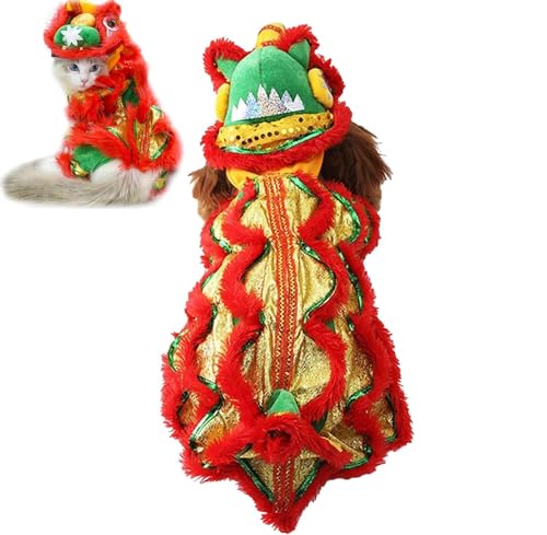Chinesisches Löwen-Hundekostüm, Löwen-Tanzkostüm, Löwen-Tanzkostüm, chinesisches Neujahr, weich, leicht, Löwen-Tanzkleidung, Kapuzenmantel für Katze und Hund von SHANGYU