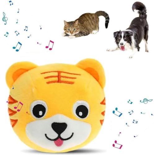 SHANGYU Interaktives Hundespielzeug, Tigermuster, quietschend, bewegliches Spielzeug, waschbar, schütteln und sprechen, Musikspielzeug, bewegliches Haustier-Plüschspielzeug, Igel-Hundespielzeug, für von SHANGYU