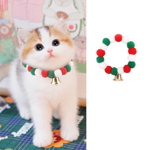 Weihnachtliches Katzenhalsband mit Glocke, Weihnachtshalsband, Pompon, Plüschball, elastisches Halsband, niedliches Kätzchen-Halsband mit Glöckchen, Breakaway-Kätzchen-Halsband, für Kätzchen, Weihnachtliches Katzenhalsband mit Glocke, Weihnachtshalsband, Pompon, Plüschball, elastisches Halsband, niedliches Kätzchen-Halsband mit Glöckchen, Breakaway-Kätzchen-Halsband, für Kätzchen, von SHANGYU