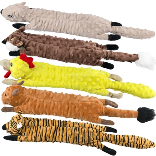 SHARLOVY Hundespielzeug mit Quietschelement, Plüsch, Kauspielzeug für Welpen, Haustierspielzeug, knisterndes Hundespielzeug, keine Füllung, Tiere, Hundespielzeug, Kauspielzeug für große Hunde, 5 Stück SHARLOVY Hundespielzeug mit Quietschelement, Plüsch, Kauspielzeug für Welpen, Haustierspielzeug, knisterndes Hundespielzeug, keine Füllung, Tiere, Hundespielzeug, Kauspielzeug für große Hunde, 5 Stück von SHARLOVY