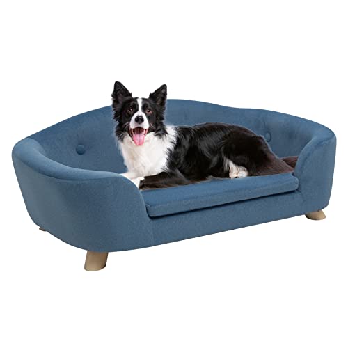 SHAVI Große Hundesofa, 88,9 cm breit, Haustiersofa für große und mittelgroße Hunde mit abnehmbarem Matratzenbezug, luxuriöses erhöhtes Hunde-Couch, Samt-Liege mit rutschfester Unterseite (Marineblau) SHAVI Große Hundesofa, 88,9 cm breit, Haustiersofa für große und mittelgroße Hunde mit abnehmbarem Matratzenbezug, luxuriöses erhöhtes Hunde-Couch, Samt-Liege mit rutschfester Unterseite (Marineblau) von SHAVI