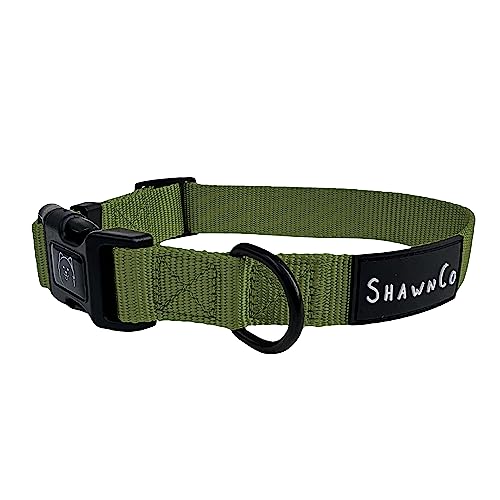 ShawnCo Dream Walk Hundehalsband, hochwertig, verstellbares und bequemes Haustierhalsband für kleine, mittlere, große und extra große Hunde (L, Olivgrün) von SHAWNCO