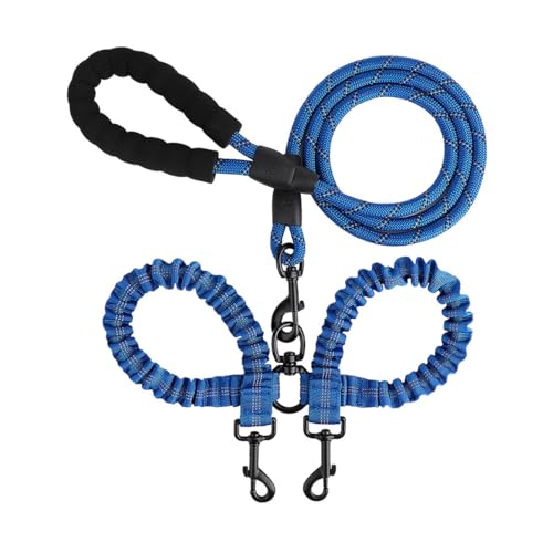 SHENGLINE Doppelte Hundeleine für zwei Hunde, robust, verstellbar, doppelte Hundeleine, kein Verheddern, Bungee-einziehbar, mehrere Leine für Spaziergänge, 2 Hunde, Blau SHENGLINE Doppelte Hundeleine für zwei Hunde, robust, verstellbar, doppelte Hundeleine, kein Verheddern, Bungee-einziehbar, mehrere Leine für Spaziergänge, 2 Hunde, Blau von SHENGLINE