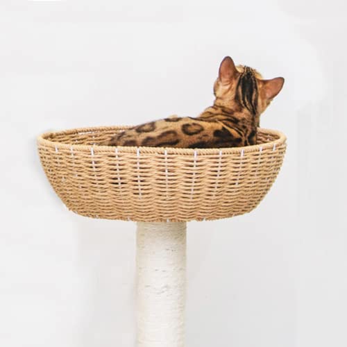 SHENGOCASE Katzenturm Baum Zubehör Ersatzteil Korb Bett, handgewebtes Rattan-Katzenbett Nest Schüssel mit weichem Kissen (1 Stück) von SHENGOCASE
