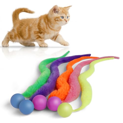 SHENGSEN Hüpfball mit Schwanz, Katzenspielzeug, magischer Wurm mit Ball, Spielzeug für Katzen, flauschiger Wurm, Hüpfbälle, Katzenspielzeug, 5 Stück SHENGSEN Hüpfball mit Schwanz, Katzenspielzeug, magischer Wurm mit Ball, Spielzeug für Katzen, flauschiger Wurm, Hüpfbälle, Katzenspielzeug, 5 Stück von SHENGSEN