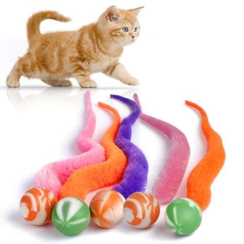 SHENGSEN Hüpfball mit Schwanz, Katzenspielzeug, magischer Wurm mit großem, buntem Ball, Spielzeug für Katzen, flauschiger Wurm, Hüpfbälle, Katzenspielzeug, 5 Stück SHENGSEN Hüpfball mit Schwanz, Katzenspielzeug, magischer Wurm mit großem, buntem Ball, Spielzeug für Katzen, flauschiger Wurm, Hüpfbälle, Katzenspielzeug, 5 Stück von SHENGSEN