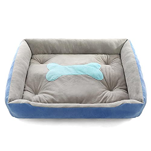 SHENGYAO Haustierbett Sofa Weiche, Bequeme Kissenmatte Hundekiste Verbesserter Schlaf Katzenhundebett passt klein, mittel, groß, Rutschfester Boden,Blue-85cm von SHENGYAO