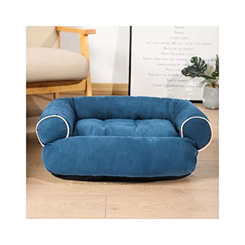 SHENGYAO Orthopädische Kissenmatte Hundekiste für verbesserten Schlaf Haustierbett Sofa Warmes Katzen-Hundebett Gemütliche Anti-Angst-Betten,Blue-65 * 55cm von SHENGYAO