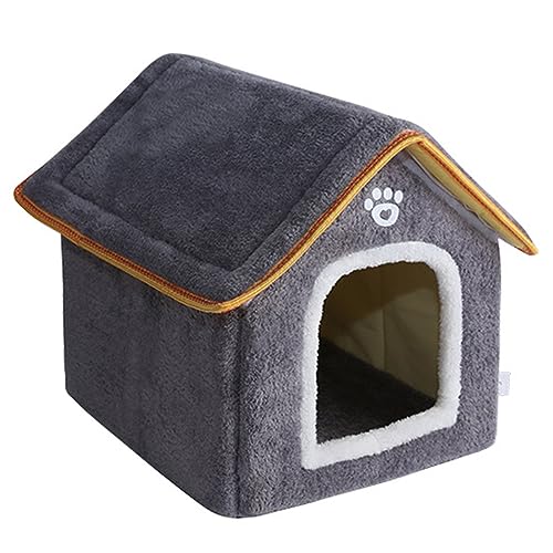 Hundebett für kleine Hunde und Katzen, waschbar und rutschfest, ultraweich, Deluxe-Haustierzelte, leise und versteckt, bequeme Hundehütte (Größe: L 48,3 x 43,2 x 48,2 cm, Farbe: Grau) von SHENJIA