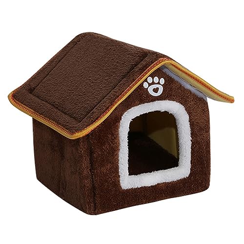 Hundebett für kleine Hunde und Katzen, waschbar und rutschfest, ultraweich, Deluxe-Haustierzelte, leise und versteckt, bequeme Hundehütte (Größe: S, 35,6 x 33 x 38,1 cm, Farbe: Curry) von SHENJIA