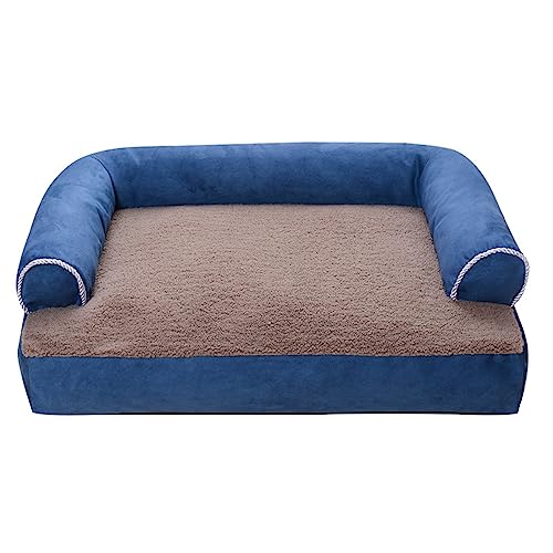 Orthopädisches Hundebett für große Hunde, Haustiersofa mit abnehmbarem, waschbarem, mittelgroßem Bezug, Hundebett mit Seiten, kaufest, strapazierfähige Bettmatte, verdickte Hundeschlafmatte (78 x 54 von SHENJIA