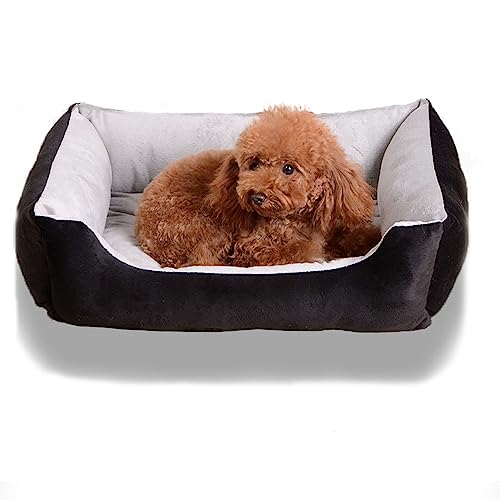 Orthopädisches Hundebett mit Seiten für große mittelgroße Hunde, rechteckig, bequem und atmungsaktiv, Größe M (27,2 x 20,2 x 5,8), Schwarz von SHENJIA