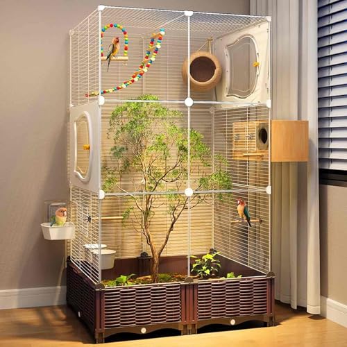 Vogelkäfig Set aus Acryl für Wellensittiche und Kanarienvögel - Hochtransparentes horizontales Drahtgeflecht - 12-teilige Vogelkäfige zur optimalen Vogelpflege Vogelkäfig Set aus Acryl für Wellensittiche und Kanarienvögel - Hochtransparentes horizontales Drahtgeflecht - 12-teilige Vogelkäfige zur optimalen Vogelpflege von SHENJIA
