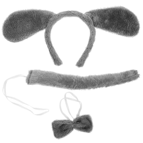 SHERCHPRY 1 Satz Hundestirnband Haarzubehör Kostüm Cosplay-zubehör Für Hunde Welpe Stirnband Mit Ohren stütze Fliegen Für zubehör -Outfit Grau Stoff von SHERCHPRY