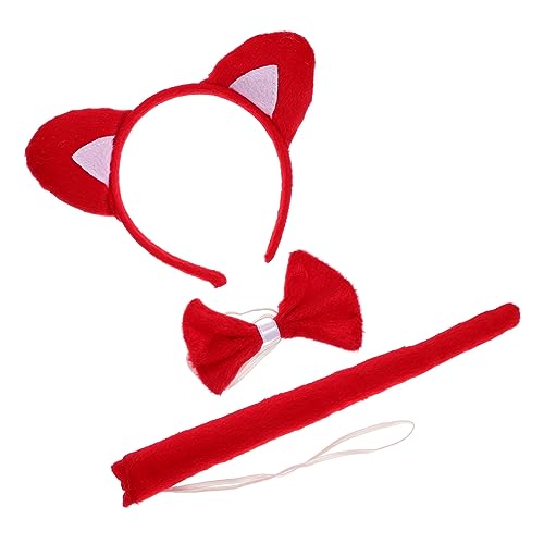 SHERCHPRY 1 Satz Tierstirnband-Set Plüschohren-Accessoire Halloween Liefert Stirnbänder Kostüm Fuchs Tierstirnband Für Cosplay Led Halloween-Cosplay-zubehör Kurzer Plüsch Rot von SHERCHPRY