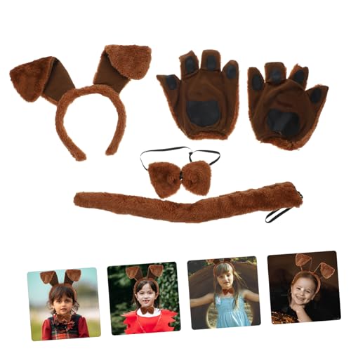 SHERCHPRY Teiliges Hunde Kostüm mit Haarschmuck Handschuhen und Fliege für Party Tierisches Design Bequemes Cosplay Zubehör für Kindergeburtstag und Festveranstaltungen von SHERCHPRY