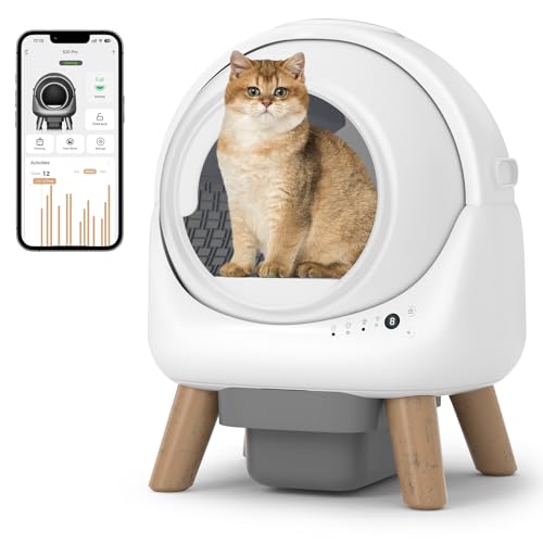Selbstreinigende Katzentoilette mit 4 Sensoren, APP-Steuerung, Ideal für Mehrkatzen-Haushalte, Smartes Katzenklo in weiß für saubere Umgebung von SHETAZ