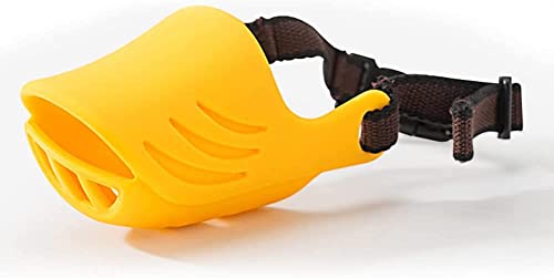 SHIAOMIN Anti Biss Ente Maulkörbe Hund Mundbedeckung Ente Mund Form Anti-Rufen Maulkorb Masken Haustier Mund Bisssichere Maske (Gelb, Medium) von SHIAOMIN
