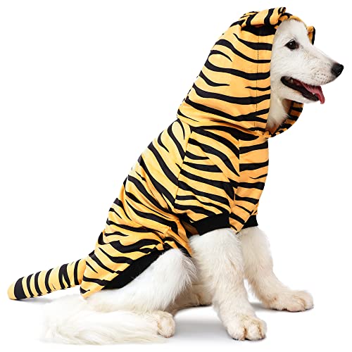 SHIAOMIN Hund Tiger Kleidung Halloween Haustier Kostüme Cosplay Tiger Kleidung Katze Hoodie Mantel Haustier Winter Kleidung Hunde Warme Bekleidung für kleine Hunde und mittelgroße Hunde (Medium) von SHIAOMIN