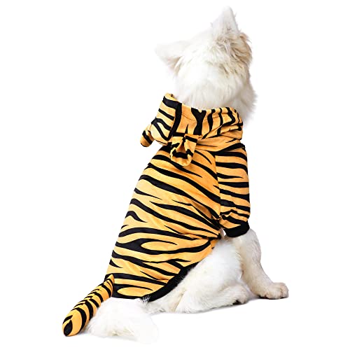 SHIAOMIN Hund Tiger Kleidung Halloween Haustier Kostüme Cosplay Tiger Kleidung Katze Hoodie Mantel Haustier Winterkleidung Hunde Warme Bekleidung für kleine Hunde und mittelgroße Hunde (klein) von SHIAOMIN
