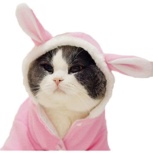 SHIAOMIN Hunde-Kaninchen-Kostüm, Haustier-Hasen-Hoodies, Welpen, Osterkleidung, Winter-Kätzchen-Mantel für kleine Hunde und Katzen (Medium) von SHIAOMIN