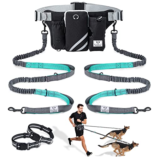 SHINE HAI Einziehbare freihändige Hundeleine mit Dual Bungees für 2 Hunde, Verstellbarer Taillengürtel, reflektierende Nähleine für Laufen, Spazierengehen, Wandern, Joggen, Radfahren, Schwarz SHINE HAI Einziehbare freihändige Hundeleine mit Dual Bungees für 2 Hunde, Verstellbarer Taillengürtel, reflektierende Nähleine für Laufen, Spazierengehen, Wandern, Joggen, Radfahren, Schwarz von SHINE HAI