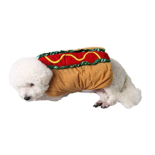 SHINEOFI 1-Teiliges Weihnachtskostüm Für Haustiere Lustiges Hotdog-Design Dekoratives Hunde-/Katzen-Outfit Haustier-Cosplay-Kleidung Für Die Halloween-Party von SHINEOFI