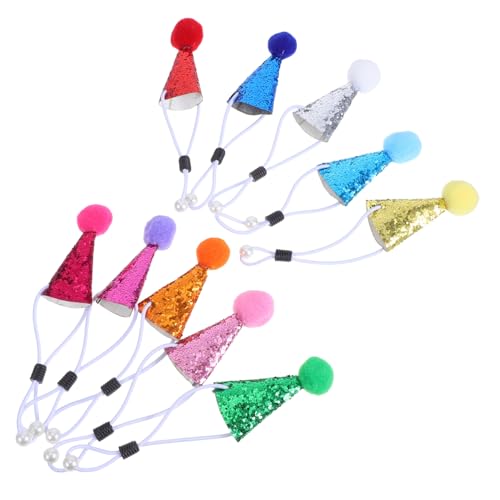 SHINEOFI 10 Stück Teiliges Mini Partyhüte für Haustiere und Plüschtiere Kleine Kegelhüte aus PU mit Bunten Bommel Wiederverwendbar Niedliche Geburtstagsmützen für Hunde Katzen und SHINEOFI 10 Stück Teiliges Mini Partyhüte für Haustiere und Plüschtiere Kleine Kegelhüte aus PU mit Bunten Bommel Wiederverwendbar Niedliche Geburtstagsmützen für Hunde Katzen und von SHINEOFI