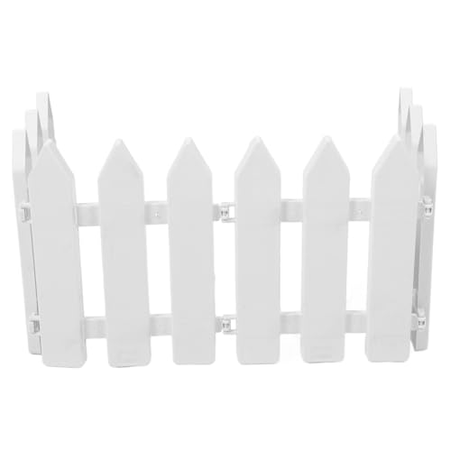 SHINEOFI 4 Stück Gartenzaun Grenze Rasenrandzaun Zäune Rasenkanten Pflanzen Gartenkanten Gartenumrandung Kleiner Zaun für den Garten tragbarer Zaun Baumzaun PVC Weiß von SHINEOFI