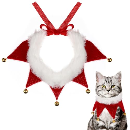SHINEOFI Weihnachts-hundehalstücher mit Glöckchen, Weihnachts-haustierschal, Halstuch für Katzen Und Hunde, Festliches Kostüm-Accessoire für Weihnachtsfeiern (größe M) von SHINEOFI