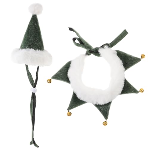 SHINEOFI Weihnachts-hundemütze mit Glöckchen, Katzenmütze mit Und Schal für Feiertagspartys, Weicher Polyester-halsschmuck für Hunde Und von SHINEOFI