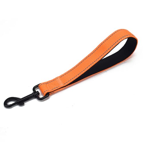 Bequeme Hundeleine, kurz, mit Neopren-Griff, 30,5 cm, strapazierfähig, verkehrsreflektierend, Nylon, für mittelgroße bis große Hunde, langlebig, Orange Bequeme Hundeleine, kurz, mit Neopren-Griff, 30,5 cm, strapazierfähig, verkehrsreflektierend, Nylon, für mittelgroße bis große Hunde, langlebig, Orange von SHINROAD