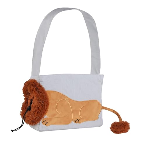 Haustier Umhängetasche Crossbody Carrier Out Löwenform Canvas Katze Sling für kleine Hunde Katzen Verstellbare Tote mit atmungsaktivem Mesh Kratzfest Hellgrau S Haustier Umhängetasche Crossbody Carrier Out Löwenform Canvas Katze Sling für kleine Hunde Katzen Verstellbare Tote mit atmungsaktivem Mesh Kratzfest Hellgrau S von SHINROAD