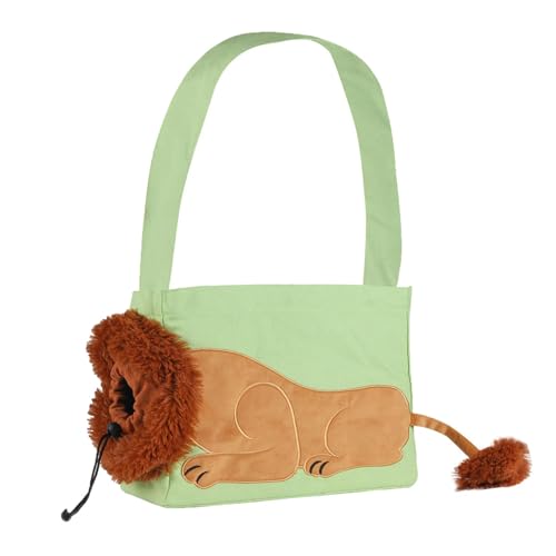 Haustier Umhängetasche Crossbody Carrier Out Löwenform Canvas Katze Sling für kleine Hunde Katzen Verstellbare Tote mit atmungsaktivem Mesh Kratzfest Hellgrün L Haustier Umhängetasche Crossbody Carrier Out Löwenform Canvas Katze Sling für kleine Hunde Katzen Verstellbare Tote mit atmungsaktivem Mesh Kratzfest Hellgrün L von SHINROAD