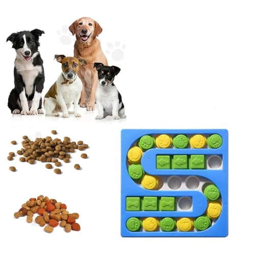 Hund Puzzle Slow Feeder Hundespielzeug, Welpen Leckerli Spender Feeder Spielzeug, Interaktives Hund Puzzle Feeder Hundetraining Verbessern Sie IQ Puzzle Hundenapf (Blau) von SHINROAD