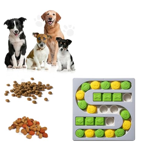 Hund Puzzle Slow Feeder Hundespielzeug, Welpen Leckerli Spender Feeder Spielzeug, Interaktives Hund Puzzle Feeder Hundetraining Verbessern Sie IQ Puzzle Hundenapf (Grau) von SHINROAD