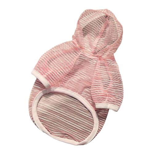 SHINROAD Atmungsaktive Haustierkleidung, leichtes Netzgewebe, Kleidung, mit Kapuze, kurzärmelig, Sonnenschutzweste, schnell trocknend, für Hunde und Katzen, für Outdoor-Aktivitäten, Rosa, Größe S von SHINROAD