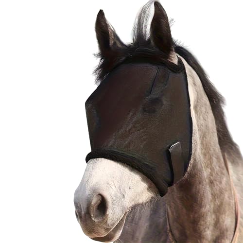 SHINROAD Equine Gesichtsschutz für Pferde, Sonnenschutz, UV-Halbabdeckung für Pferde, verstellbar, atmungsaktiv, Netzstoff, Reitsport mit stabilen Riemen, ideales Reiten, Weiden, Schwarz von SHINROAD