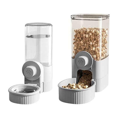 SHINROAD Geruchloser Futterspender für Haustiere, Toplader, Katzenwasser, 2 Stück/Set, zum Aufhängen, automatischer Käfig-Futterstation, für Welpen, Katzen, Kaninchen, Grau von SHINROAD