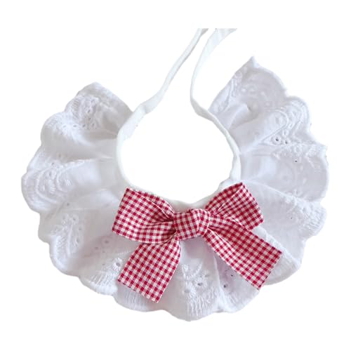 SHINROAD Handgefertigter Haustier-Schal, Spitze, Lätzchen, Halsband, verstellbares Bandana mit Schleife, für Haustiere, Zubehör, Geburtstage, besondere Anlässe, niedliches Design, Katzen, Rot, Größe M SHINROAD Handgefertigter Haustier-Schal, Spitze, Lätzchen, Halsband, verstellbares Bandana mit Schleife, für Haustiere, Zubehör, Geburtstage, besondere Anlässe, niedliches Design, Katzen, Rot, Größe M von SHINROAD