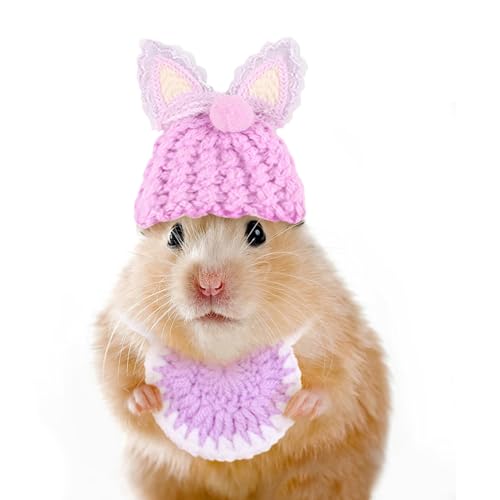 SHINROAD Handgewebtes Polyester-Fleece-Hamstermützen-Set, winziges gestricktes Bandana für kleine Tiere, verstellbar, Kostümzubehör, Hamster, Meerschweinchen, niedliches D SHINROAD Handgewebtes Polyester-Fleece-Hamstermützen-Set, winziges gestricktes Bandana für kleine Tiere, verstellbar, Kostümzubehör, Hamster, Meerschweinchen, niedliches D von SHINROAD