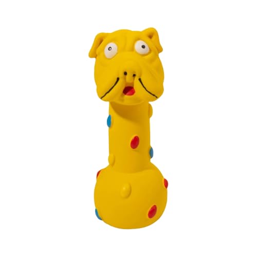 SHINROAD Haustier-Latex-Spielzeug, niedliches Hundespielzeug, Latex-Kauspielzeug, robust, bissfest, Langhantelkauen für mittelgroße und große Rassen, Gelb von SHINROAD