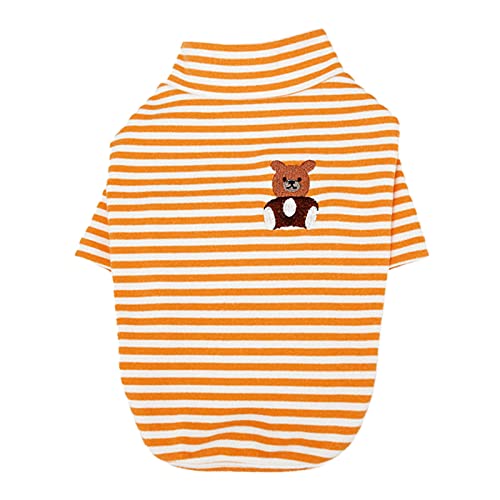 SHINROAD Haustier Pullover Streifen Muster halten warm verkleiden hautfreundlich Haustier Hunde T-Shirt Haustier Kleidung Kleidung für Herbst Winter Orange S von SHINROAD