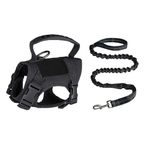 SHINROAD Haustiergeschirr, atmungsaktives Material, Katze für Outdoor-Abenteuer, Spaziergänge, verstellbar, ausbruchsicher, mit Stoff, leichtes Design, bequemer Brustgurt, Schwarz A von SHINROAD