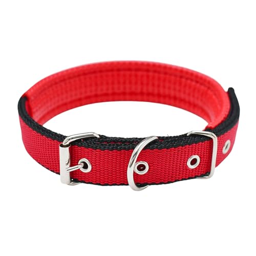 SHINROAD Haustierhalsband, verstellbar, Katzenhalsband, verstellbar, Nylon, mit Traktionsring, langlebig, Haustier-Halsband, Haustierbedarf, Rot, Schwarz, Größe 2XL von SHINROAD