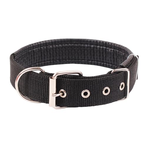 SHINROAD Haustierhalsband, verstellbar, Katzenhalsband, verstellbar, Nylon, mit Traktionsring, langlebig, Haustier-Halsband, Schwarz, Größe 2XL von SHINROAD