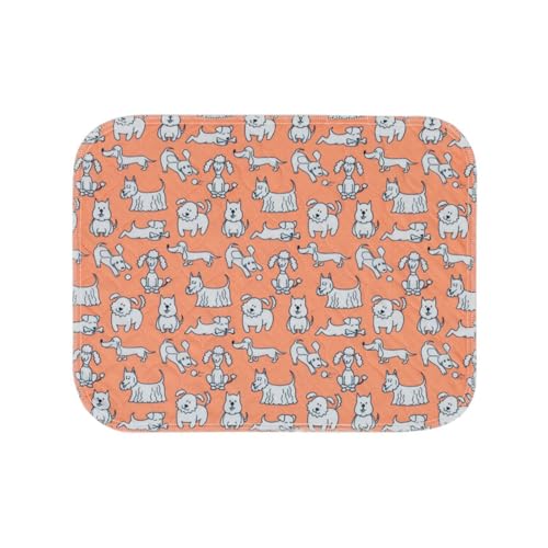 SHINROAD Haustiermatte für Hunde, waschbar, wiederverwendbar, Hundetraining, Töpfchen, saugfähig, auslaufsicher, für Zuhause, Reisen, rutschfest, Bodenschutz, Kistenunterlage, dekorativ, Orange, S von SHINROAD