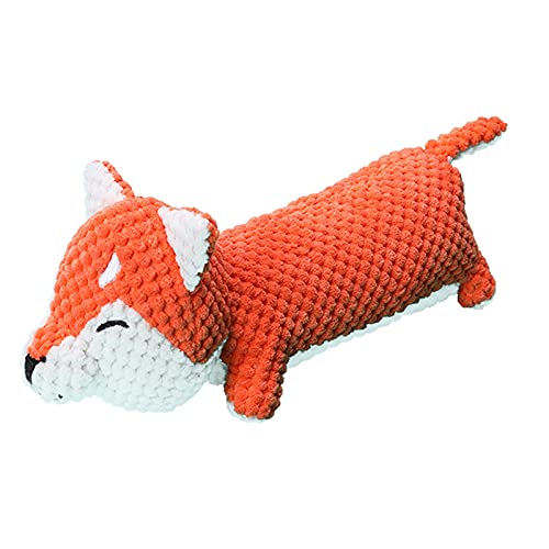SHINROAD Hunde Plüsch Kauspielzeug Tierform Hund Molar Spielzeug Cartoon Zähne reinigen Sicher Haustier für Hunde Zubehör Orange von SHINROAD