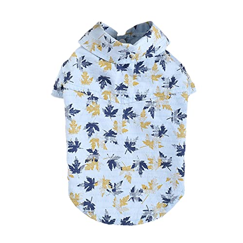 SHINROAD Hundebekleidung Haustier Shirt Zweibeinig Kurzarm Sommer Ahornblatt Hund Welpe Hawaii T-Shirt für den täglichen Gebrauch Blau S von SHINROAD