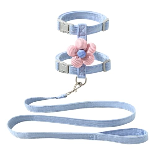SHINROAD Hundegeschirr für Katzen, verstellbar, atmungsaktives Netzgewebe mit Blumendekor, leicht, bequem, tägliche Spaziergänge, ausbruchsicher, Größe S bis Blau, Größe M von SHINROAD